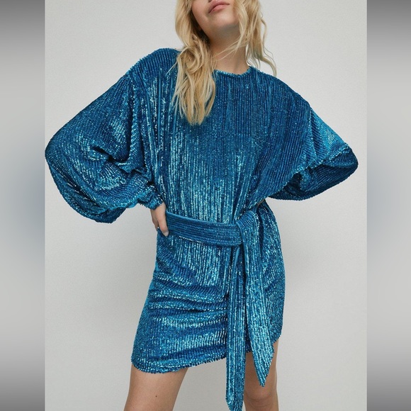Nasty Gal Dresses & Skirts - Warehouse Sequin Belted Mini Dress